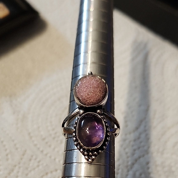 Elegant Silver, Pink and Purple Ring - Picture 1 of 2